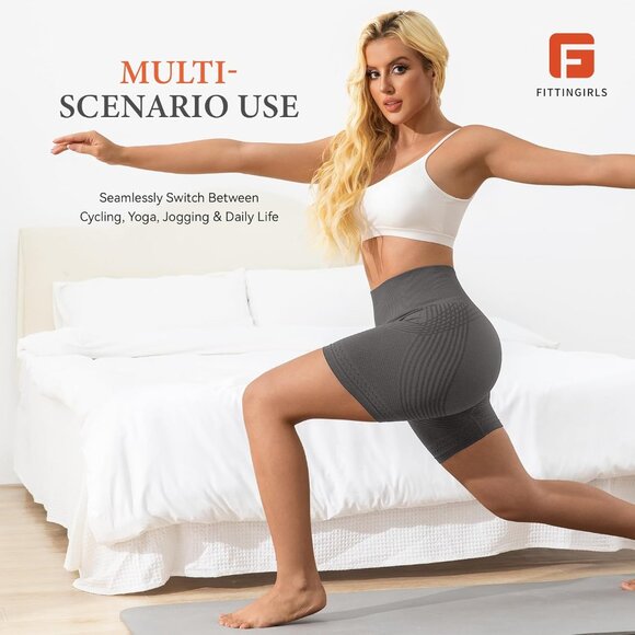 ⚡Fittingirls Scrunch Butt Lifting Biker Shorts - High Waist Seamless Workout - Picture 5 of 6